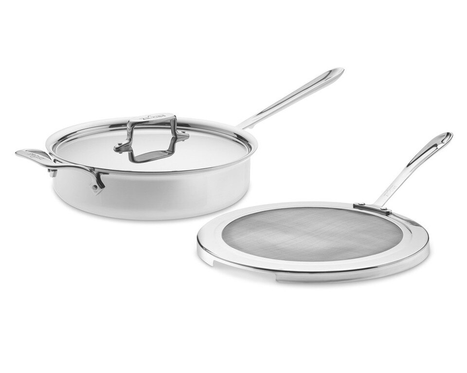 AllClad d5 SS 4Qt. Deep Sauté Pan with Splatter Screen Williams